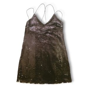 NEW LOOK - Black & Silver Color Change Prom Date Sequined Formal Cocktail Dress